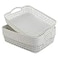 HOMMP White Plastic Storage Basket Tray Pack for 6 Large