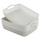 HOMMP White Plastic Storage Basket Tray Pack for 6 Large