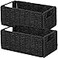 Vagusicc Wicker Storage Basket Set of 2 HandWoven Paper Rope Wicker Basket Small Storage Baskets for Organizing Toilet Paper Basket Foldable Large Cube Storage Organizer Bins for Shelves Black