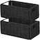 Vagusicc Wicker Storage Basket Set of 2 HandWoven Paper Rope Wicker Basket Small Storage Baskets for Organizing Toilet Paper Basket Foldable Large Cube Storage Organizer Bins for Shelves Black