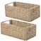 Vagusicc Wicker Storage Basket Set of 2 HandWoven Storage Baskets for Organizing Small Wicker Basket for Toilet Paper Foldable Large Cube Storage Organizer Basket Bins for Shelves Sea Grass