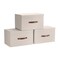 Ornavo Home 3 Pack Collapsible Storage Bins with Lid Foldable Linen Fabric Shelf Storage Basket Closet Organizer and Large Storage Box for Clothes with Leather Handles 15 x 10 x 9 Beige