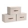 Ornavo Home 3 Pack Collapsible Storage Bins with Lid Foldable Linen Fabric Shelf Storage Basket Closet Organizer and Large Storage Box for Clothes with Leather Handles 15 x 10 x 9 Beige