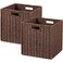 UBBCARE 2 Pack Wicker Basket 11L11H105W inch Woven Paper Rope Storage Baskets for shelves Foldable Cube Storage bin with Handle Storage Basket for Organizing Dark Brown Cube2pack 11