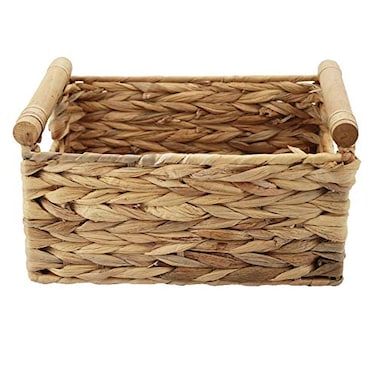HODAKJUE Storage Basket made by Water Hyacinth with Wood Handles Arts and Crafts Large Natural