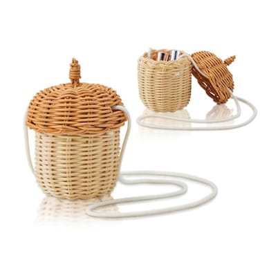 TENEBRALUX Handmade Small Rattan PineconeShaped Storage Basket Ideal for Organizing Small Items Dollhouse Decoration and Photography Props
