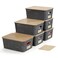 Bagnizer Small Plastic Storage Bins with Bamboo Lids 52qt Stackable Box Basket Pantry Decorative Containers Cute with Lable for Organizing Desktop Closet Office Gray of 6 packs 10 72 41