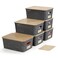 Bagnizer Small Plastic Storage Bins with Bamboo Lids 52qt Stackable Box Basket Pantry Decorative Containers Cute with Lable for Organizing Desktop Closet Office Gray of 6 packs 10 72 41