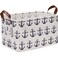 Sea Team Large Size Canvas Storage Bin Collapsible Shelf Basket Toy Organizer with Nautical Anchor Pattern 165 by 118 inches Navy Blue