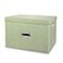 Valease Large Linen Collapsible Storage Bins with Removable Lids and Handles Washable Storage Box Containers Baskets Cube with Cover for BedroomClosetOfficeLiving RoomNursery Green Large