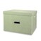 Valease Large Linen Collapsible Storage Bins with Removable Lids and Handles Washable Storage Box Containers Baskets Cube with Cover for BedroomClosetOfficeLiving RoomNursery Green Large