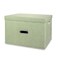 Valease Large Linen Collapsible Storage Bins with Removable Lids and Handles Washable Storage Box Containers Baskets Cube with Cover for BedroomClosetOfficeLiving RoomNursery Green Large