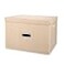 Valease Linen Fabric Collapsible Storage Bins with Removable Lids and Handles Washable Storage Box Containers Baskets Cube with Cover for BedroomClosetOfficeLiving RoomNursery Khaki Medium