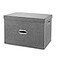 Valease Linen Fabric Collapsible Storage Bins with Removable Lids and Handles Washable Storage Box Containers Baskets Cube with Cover for BedroomClosetOfficeLiving RoomNursery Grey Medium