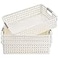 Bekith 4 Pack Plastic Storage Basket A4 Size Plastic Storage Tray Desktop File Organizer Baskets 14 Inches x 10 Inches x 34 Inches White