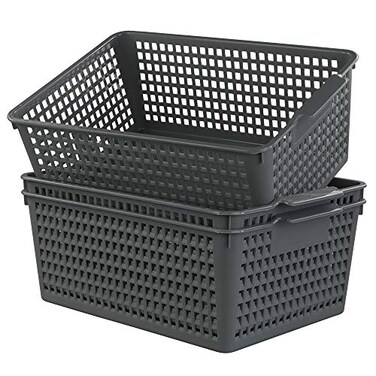 Ggbin Plastic Basket for Organizing Grey Basket Bins 138x102x57 Set of 3