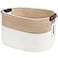 ECDYQXVU Cotton Rope Basket Storage Baskets with Handle 15x10x9 Inch Woven Basket for Shelves Laundry Towels Clothes Books WhiteBeige 1Pack