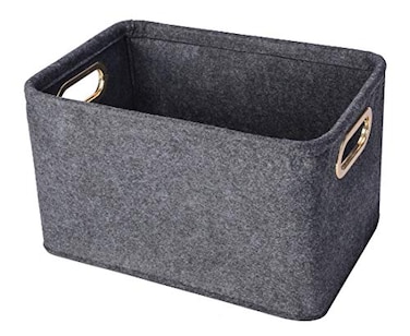 Minoisome Collapsible Storage Bins Foldable Felt Fabric Storage Basket Organizer Boxes Containers with Handles Metal Handles for Nursery ToysKids RoomClothesTowelsMagazine