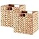 Vagusicc Storage Basket Set of 2 Handwoven Water Hyacinth Storage Baskets Foldable Wicker Storage Basket 9 Inch Cube Storage Bins for Shelves Organizer Square Shelf Baskets 9x9x9