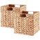 Vagusicc Storage Basket Set of 2 Handwoven Water Hyacinth Storage Baskets Foldable Wicker Storage Basket 9 Inch Cube Storage Bins for Shelves Organizer Square Shelf Baskets 9x9x9