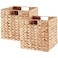 Vagusicc Storage Basket Set of 2 Handwoven Water Hyacinth Storage Baskets Foldable Wicker Storage Basket 9 Inch Cube Storage Bins for Shelves Organizer Square Shelf Baskets 9x9x9