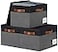 PFFVRP Large Storage Bins with Lids Foldable Fabric Storage Baskets with Lids Sturdy Storage Boxes with Labels and 3 PU Handles for Closet Home Bedroom Office 26L 3 Packs GreyBlack