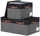 PFFVRP Large Storage Bins with Lids Foldable Fabric Storage Baskets with Lids Sturdy Storage Boxes with Labels and 3 PU Handles for Closet Home Bedroom Office 26L 3 Packs GreyBlack