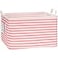 Sea Team Collapsible Canvas Fabric Storage Basket with Handles Rectangle Waterproof Storage Bin Box Cube Foldable Shelf Basket Closet Organizer 165 x 118 x 98 Inches Pink Stripe