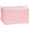 Sea Team Collapsible Canvas Fabric Storage Basket with Handles Rectangle Waterproof Storage Bin Box Cube Foldable Shelf Basket Closet Organizer 165 x 118 x 98 Inches Pink Stripe