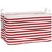 Sea Team Collapsible Canvas Fabric Storage Basket with Handles Rectangle Waterproof Storage Bin Box Cube Foldable Shelf Basket Closet Organizer 165 x 118 x 98 Inches Red Stripe
