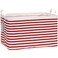 Sea Team Collapsible Canvas Fabric Storage Basket with Handles Rectangle Waterproof Storage Bin Box Cube Foldable Shelf Basket Closet Organizer 165 x 118 x 98 Inches Red Stripe