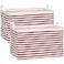 Sea Team 2Pack Collapsible Canvas Fabric Storage Basket with Handles Rectangle Waterproof Storage Bin Box Cube Foldable Shelf Basket Closet Organizer 165 x 118 x 98 Inches Red Stripe