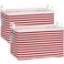 Sea Team 2Pack Collapsible Canvas Fabric Storage Basket with Handles Rectangle Waterproof Storage Bin Box Cube Foldable Shelf Basket Closet Organizer 165 x 118 x 98 Inches Red Stripe