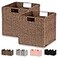 Vagusicc Wicker Basket Set of 2 HandWoven Paper Rope Storage Baskets for Organizing Foldable Cubby Storage Bins 11 Inch Large Wicker Storage Basket Square Baskets Cube Storage Organizer Brown