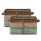 Bolaz Teal Pattern Square Storage Basket Canvas Organizer for Home Office 1 Pc