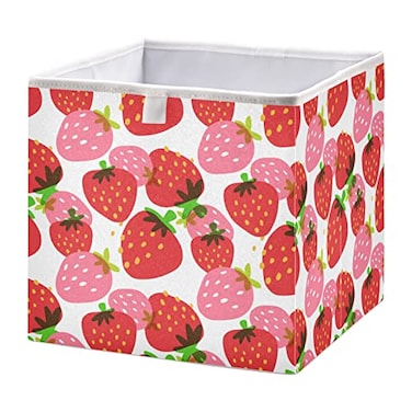 Blueangle Beautiful Strawberry Cube Storage Bin 11 x 11 x 11 in Large Collapsible Organizer Storage Basket for Home Dcor