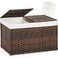 SETVSON Storage Basket with Lid Wicker Baskets for Storage with 2 Separate Lid 423 Gallon 160 L 299 x 173 x 181 Inches Rattan Woven Large Wicker Basket with 2 Liners for Bedroom Laundry Brown