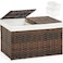 SETVSON Storage Basket with Lid Wicker Baskets for Storage with 2 Separate Lid 423 Gallon 160 L 299 x 173 x 181 Inches Rattan Woven Large Wicker Basket with 2 Liners for Bedroom Laundry Brown