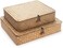 XIMISISE Seagrass Storage Baskets with Lids Flat Wicker Basket Shallow Woven Basket for Shelf Decorative Storage Boxes for Organizing Natural