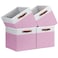 Temary Foldable Cube Baskets 4Pack Clothes Shelf Storage with Handles Fabric Storage Organizer Bins WhitePink 13x15x13 Inch