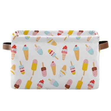 ALAZA Polka Dots Ice Cream Foldable Storage Box Storage Basket Organizer Bins with Handles for Shelf Closet Living Room Bedroom Home Office 1 Pack