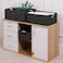 ANMINY 4PCS Closet Storage Baskets for Shelves 134 x 9 Inch Collapsible Fabric Storage Bins with Wood Handles Cloth Shelves Organizer Bins Decorative Fabric Baskets Small Black