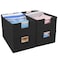 ANMINY 4PCS Closet Storage Baskets for Shelves 134 x 9 Inch Collapsible Fabric Storage Bins with Wood Handles Cloth Shelves Organizer Bins Decorative Fabric Baskets Small Black