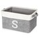 Lukeline Personalized Initial S Storage Basket Grey Faux Linen 155 L x 106 W x 94 H
