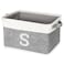 Lukeline Personalized Initial S Storage Basket Grey Faux Linen 155 L x 106 W x 94 H