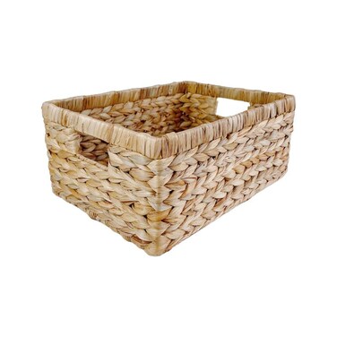 Pixoframe Large Rectangular Handwoven Wicker Basket Natural Water Hyacinth Storage Baskets with 2 Builtin Handles Ideal for Towel Blankets and Home Organizer Decor 15x 11x675 Brown