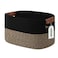 ECDYQXVU Cotton Rope Basket Storage Baskets with Handle 15x10x9 Inch Woven Basket for Shelves Laundry Towels Clothes Books Black Brown 1 Pack