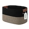 ECDYQXVU Cotton Rope Basket Storage Baskets with Handle 15x10x9 Inch Woven Basket for Shelves Laundry Towels Clothes Books Black Brown 1 Pack