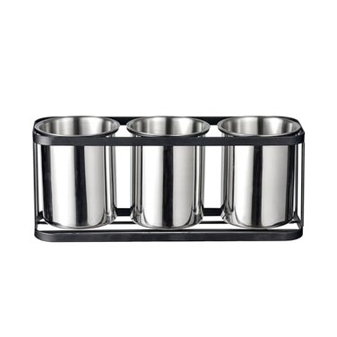IMEEA Countertop Silverware Caddy Stainless Steel Flatware Organizer with 3 Compartments for Forks Spoons Knives