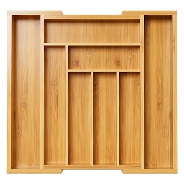 Pipishell Bamboo Expandable Drawer Organizer for Utensils Holder Adjustable Cutlery Tray Wood Drawer Dividers Organizer for Silverware Flatware Knives in Kitchen Bedroom Living RoomMN